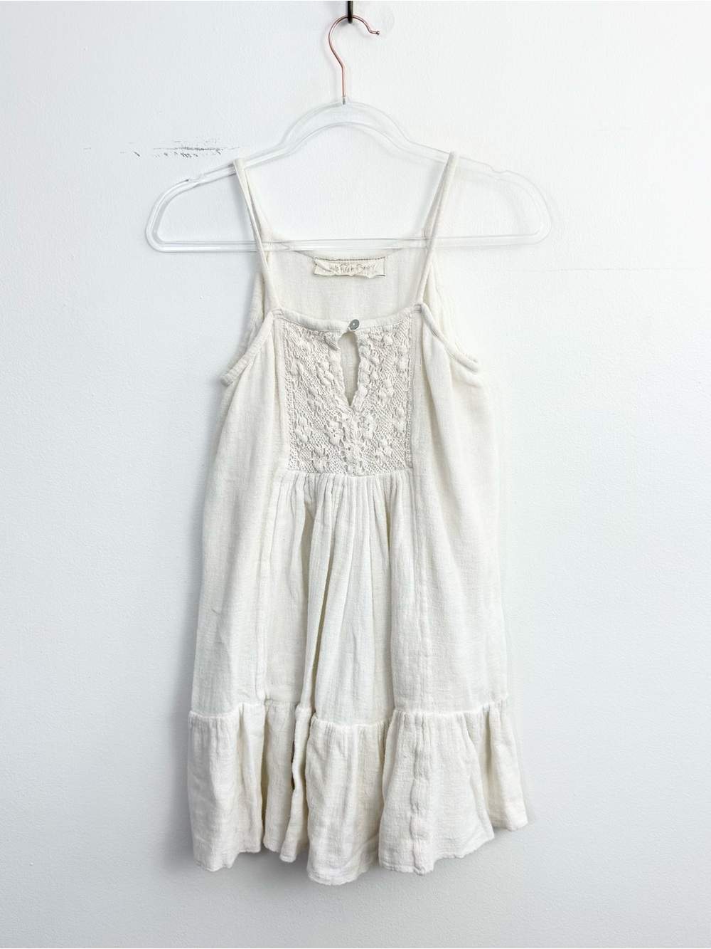 Jen’s Pirate Booty White Gauze Crochet Lace Mini Dress One Size Boho